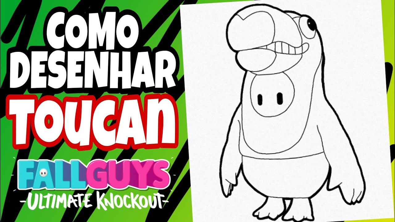 COMO DESENHAR  O TOUCAN DO FALL GUYS MUIO FÁCIL | PASSO A PASSO | how to draw fall guys toucan