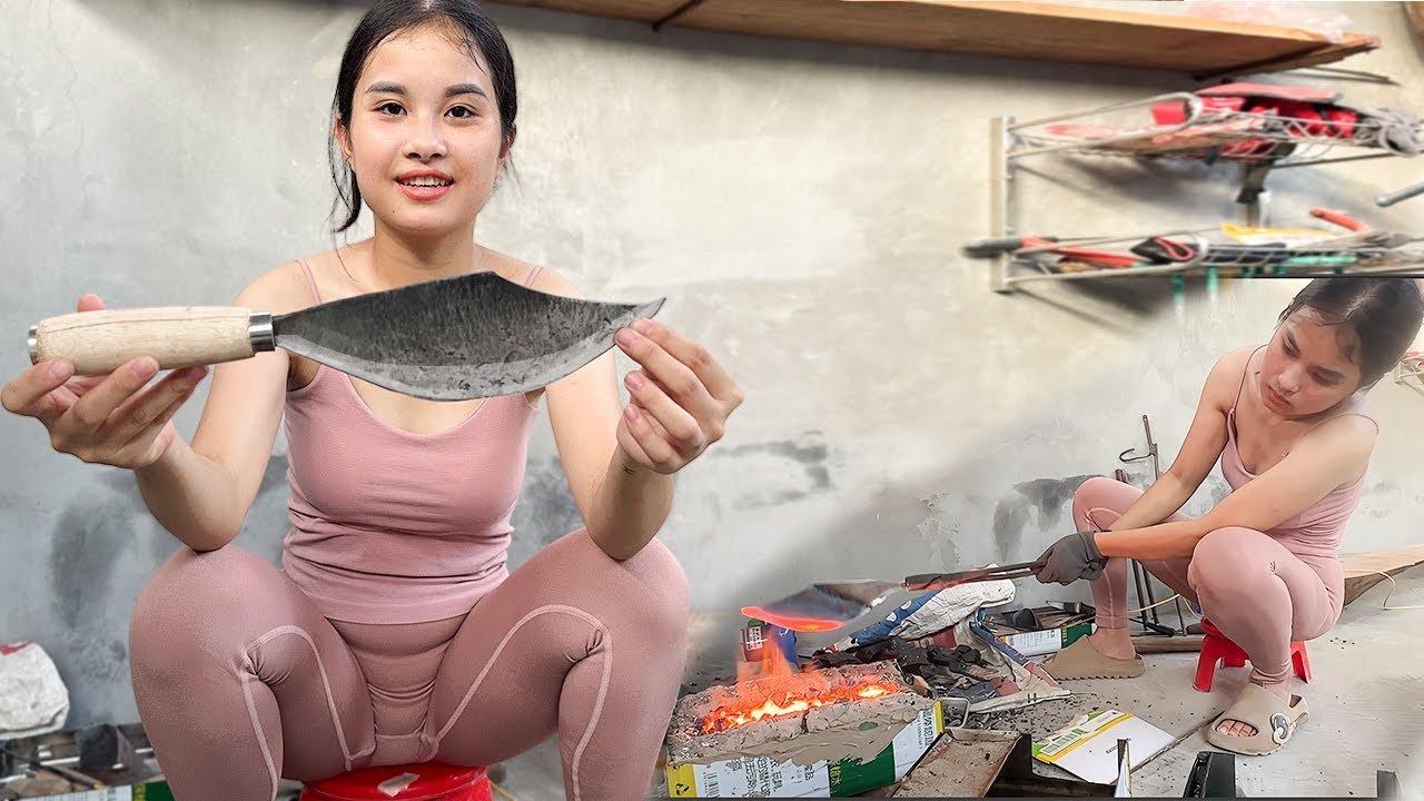 🔥 She Restored This Broken Knife into a Razor Sharp Blade | Girl Blacksmith DIY 🔥