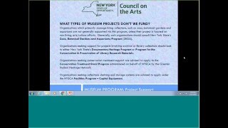 NYSCA Guidelines Seminar: Museum Program Project Support
