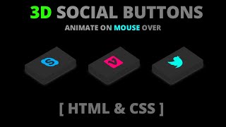 CSS - 3D Social Media Icons Hover Effects | Isometric Icons | Webkit Coding