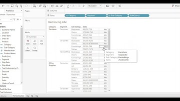 How to Remove Abc Column in Tableau Crosstab