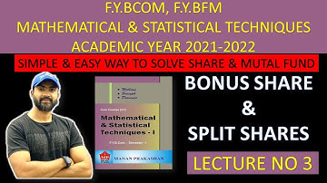 FYBCOM FYBFM Maths Sem 1| Shares and Mutual Funds | IDOL Mumbai University | LECTURE 3