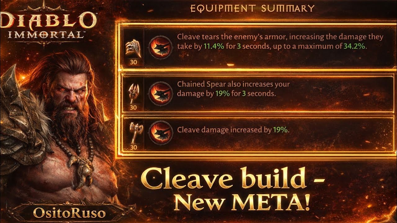Diablo Immortal. BG attack. NEW BARB CLEAVE-CHAINED SPEAR BUILD. Optimized version