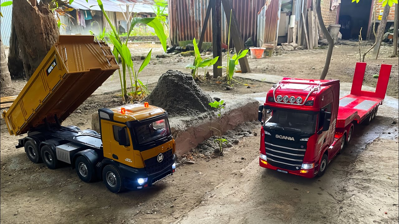 Hari #4 Rc Truck Dump Huina 1536 Langsir Bahan Bangunan Melewati Jalanan Extreme ! Rc Truck Scania