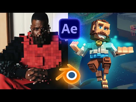 Create & Generate 3D VOXEL Style Characters + Composite in IRL Footage ! | Adobe Ae , Blender