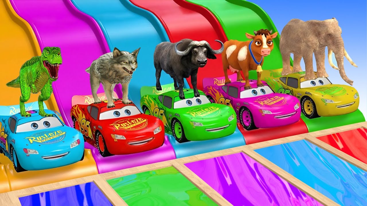 Long Slide Game With Cow Elephant Gorilla Hippopotamus Tiger 3d Animal Game Funny 3d Animals