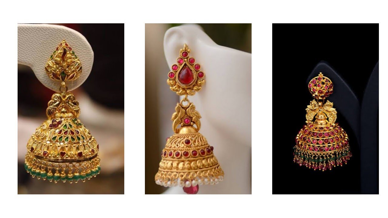 Latest Jhumka Designs/ Trendy gold Earings - YouTube