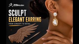 Workflow of wings and organic pearl earrings, zbrush 03 #jewelrydesign #3dmodeling