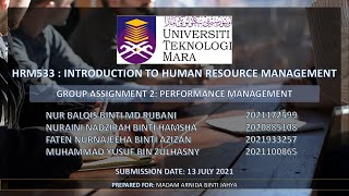 HRM533 - VIDEO PRESENTATION PERFORMANCE MANAGEMENT (MARCH/AUGUST21)