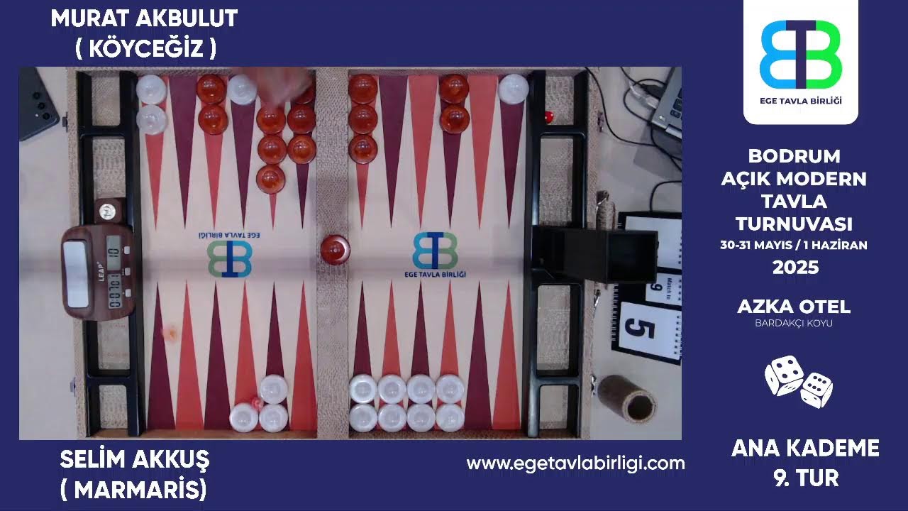EGE TAVLA BİRLİĞİ Bodrum Açık Modern Tavla Turnuvası Ana Kademe 9. Tur SELİM AKKUŞ & MURAT AKBULUT
