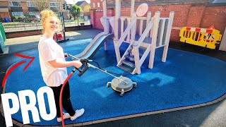 We Cleaned This Playground For FREE! (Her First Time Power Washing!)