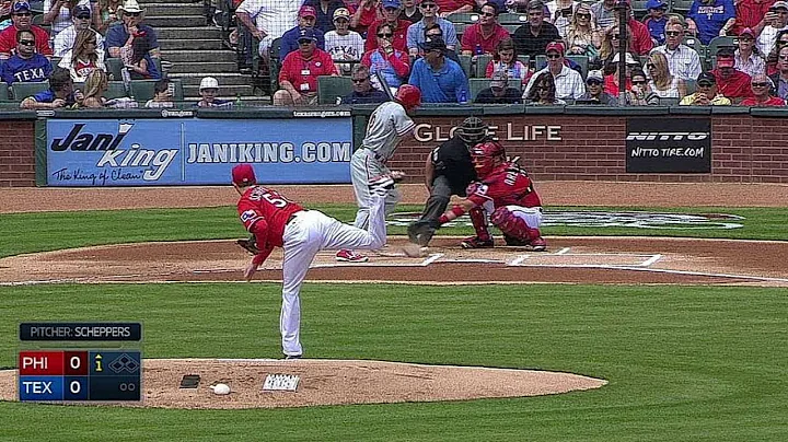 TEX@PHI: Scheppers delivers the first pitch of sea...