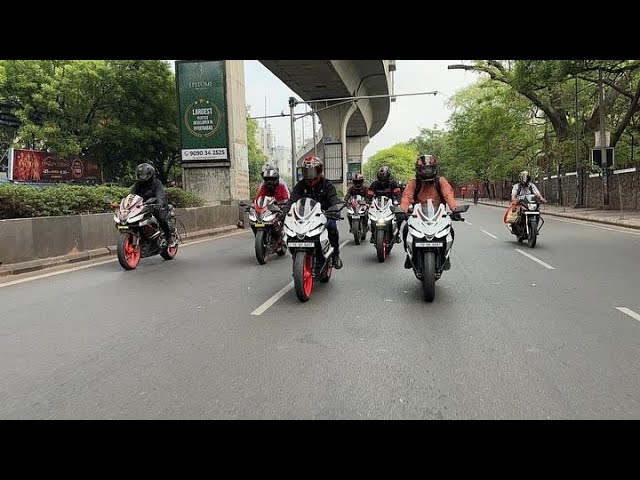 India's 1st RS 457 Group Ride | Hyderabad|15 Rider's#aprilia #breakfastride #rs457 #hyderabad #india class=