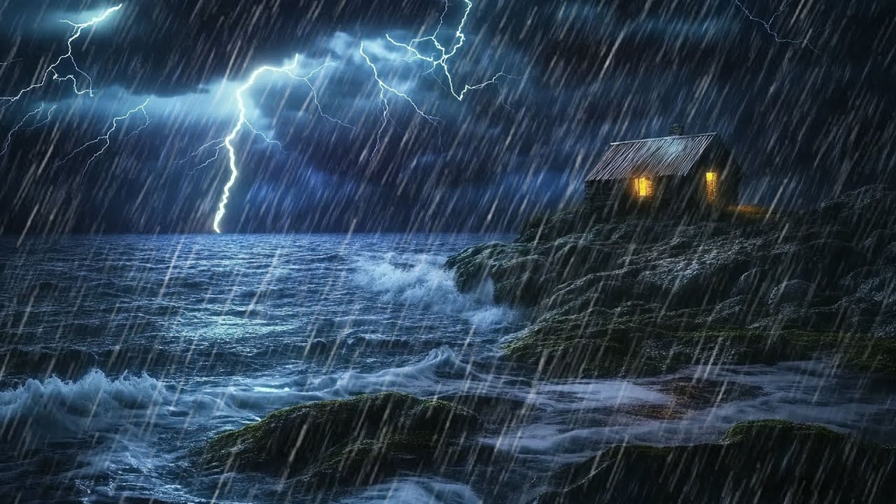 Lluvia Intensa y Truenos en el Mar | Sonidos de Tormenta Real para ...