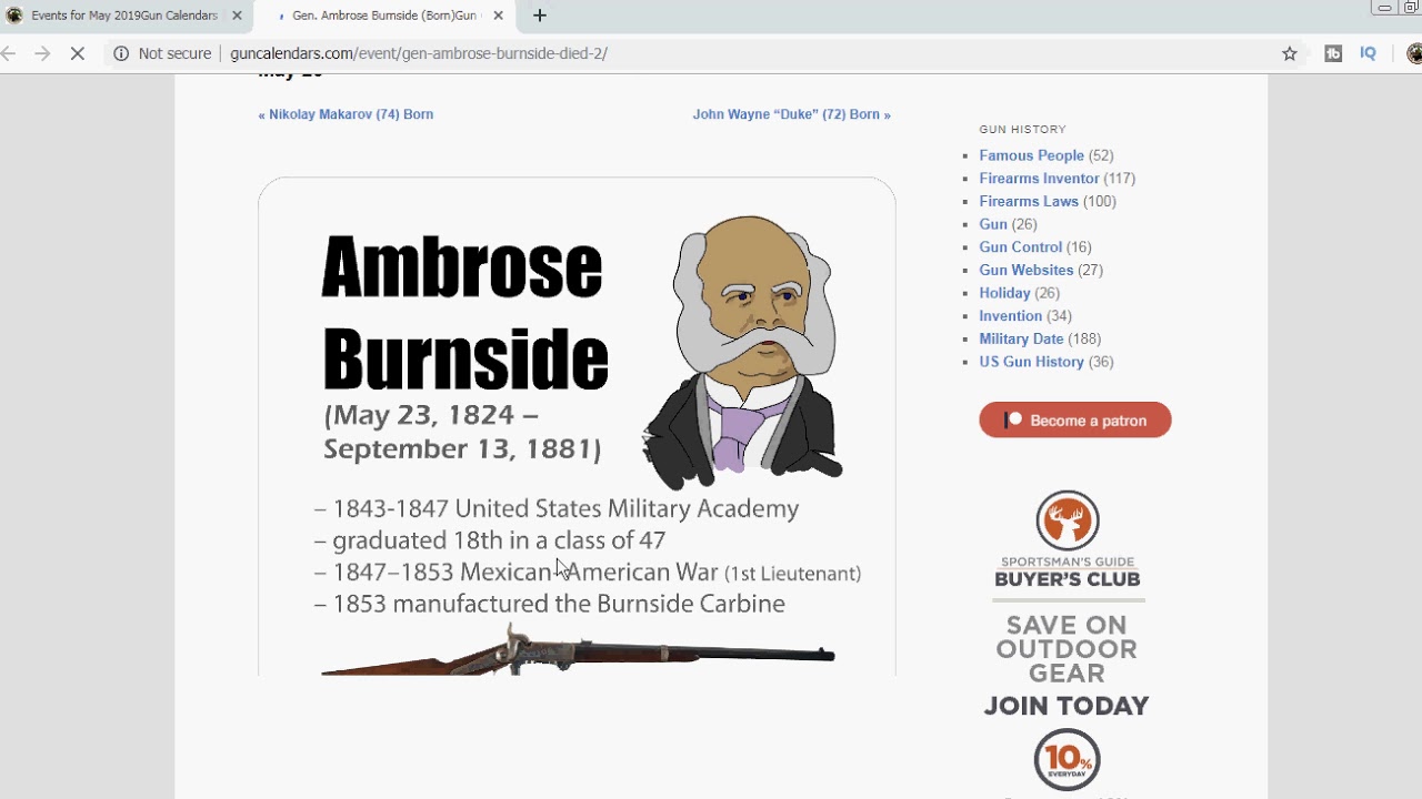 Gen. Ambrose Burnside 1824 - Gun Calendar - May 23 gun talk lyrics