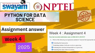 Python for Data Science2025| SWAYAM Week 4 Assignment Solutions | January 2025#swayamcourses#nptel