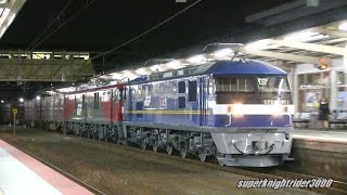 JR貨物 押太郎&金太郎 夢の共演♪ EF210-307号機+EH500-50号機(ムド)+コキ18B 貨物列車(遅)2073レ 広島→幡生 2015.10
