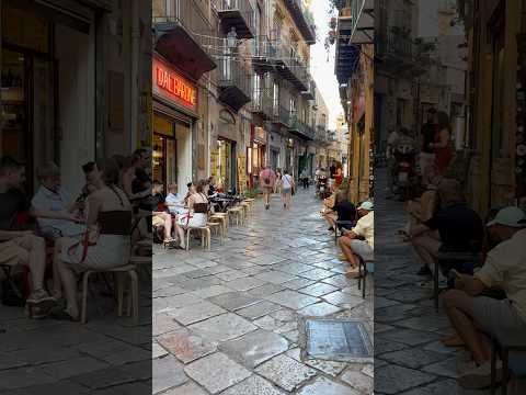 Beautiful Alley With Bars Palermo Sicily