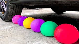 Crushing crunchy and soft things with car | Experiment : Car vs Balloons | Crushing things with car