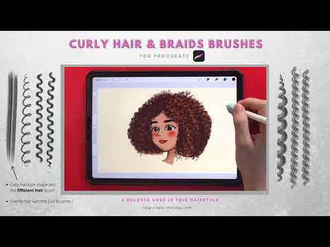 Procreate Curly Hair Brushes, a Brush Add-On by Artbykimmyw (Thumbnail 8 of 8)