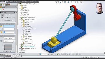 3D four-bar linkage animation in SolidWorks