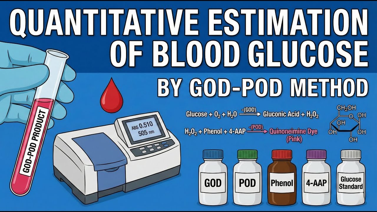 Quantitative estimation of blood glucose by GOD POD method