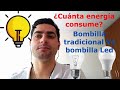 Comparación consumo de enegia electrica bombilla tradicional y tipo led
