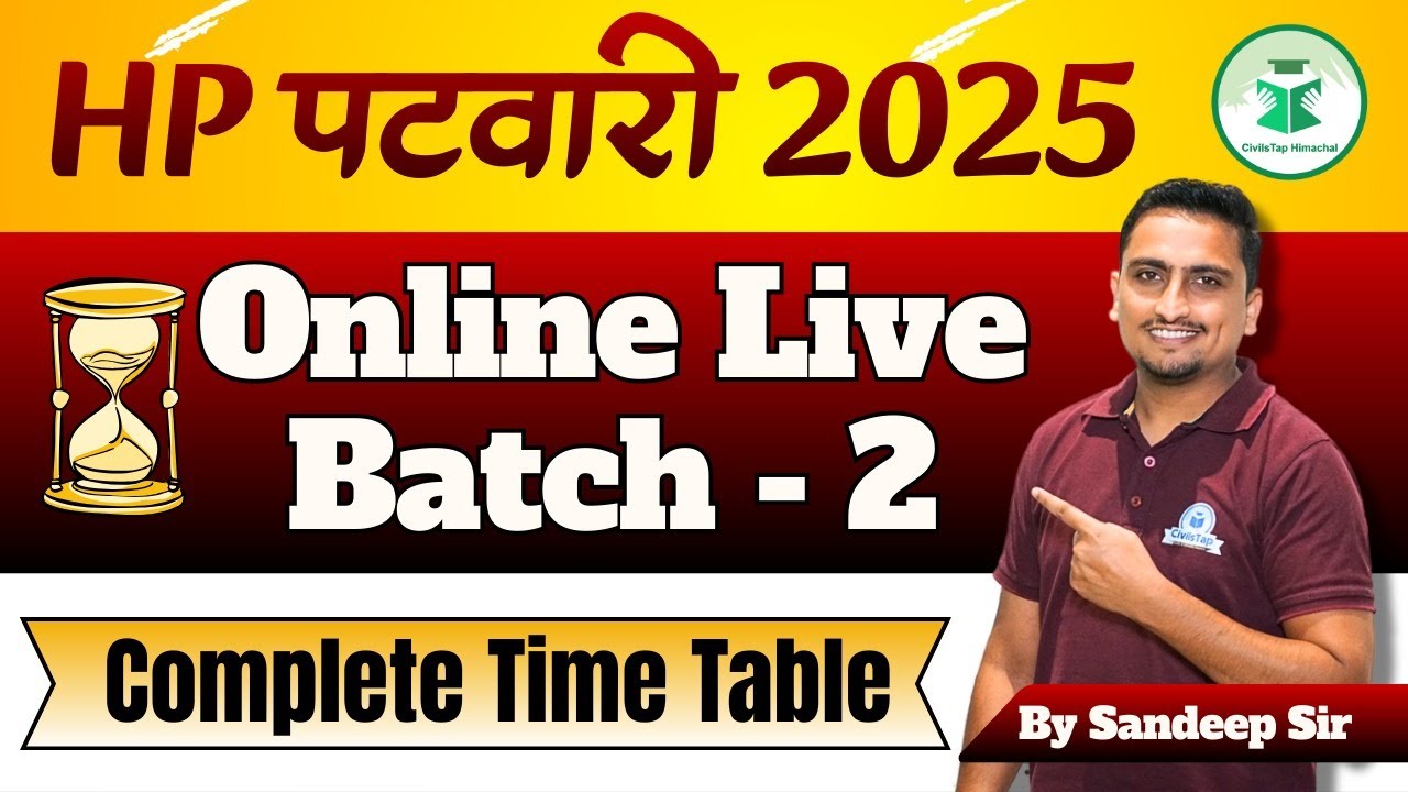 HP Patwari 2025 Live Batch-2 Time Table | Subject-Wise Schedule by CivilsTap Himachal