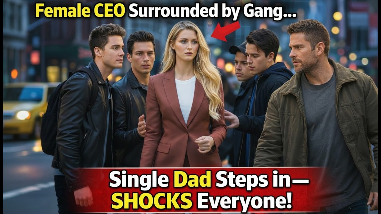 Female CEO Surrounded by Street Gang — Then a Quiet Single Dad Did Something No One Expected.