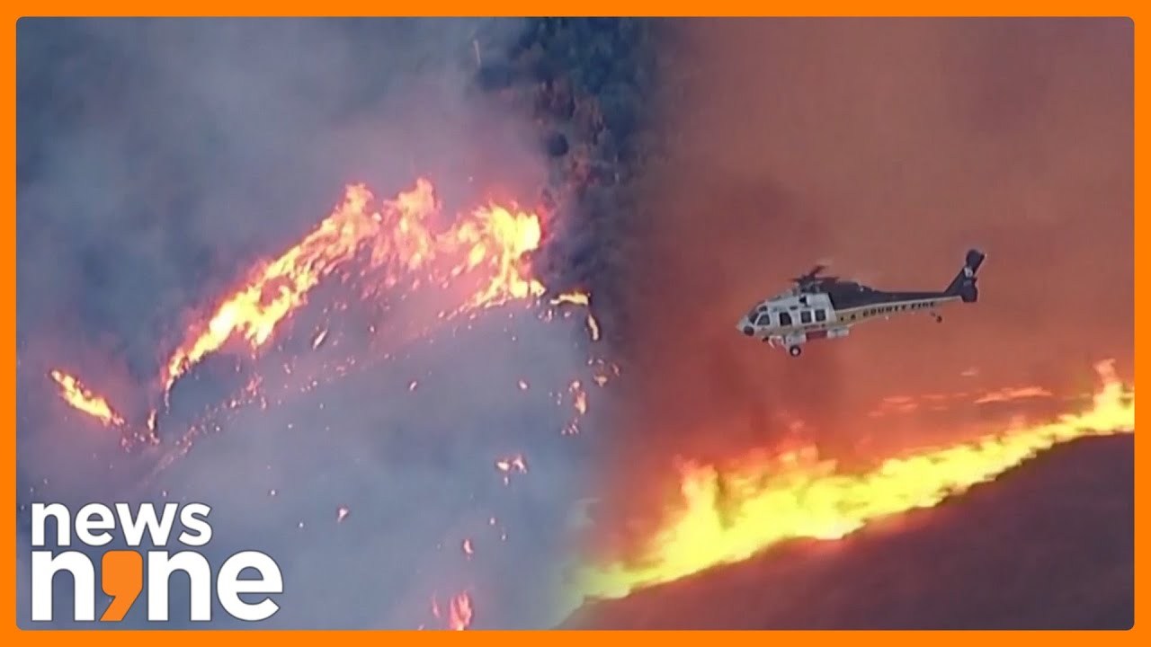 Aerials Show New Hughes Fire Near Los Angeles as it Explodes to 9,400 ...