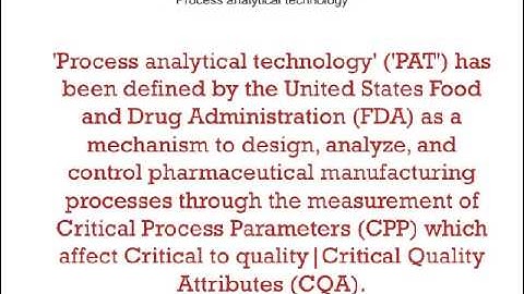 Process Analytical Technology