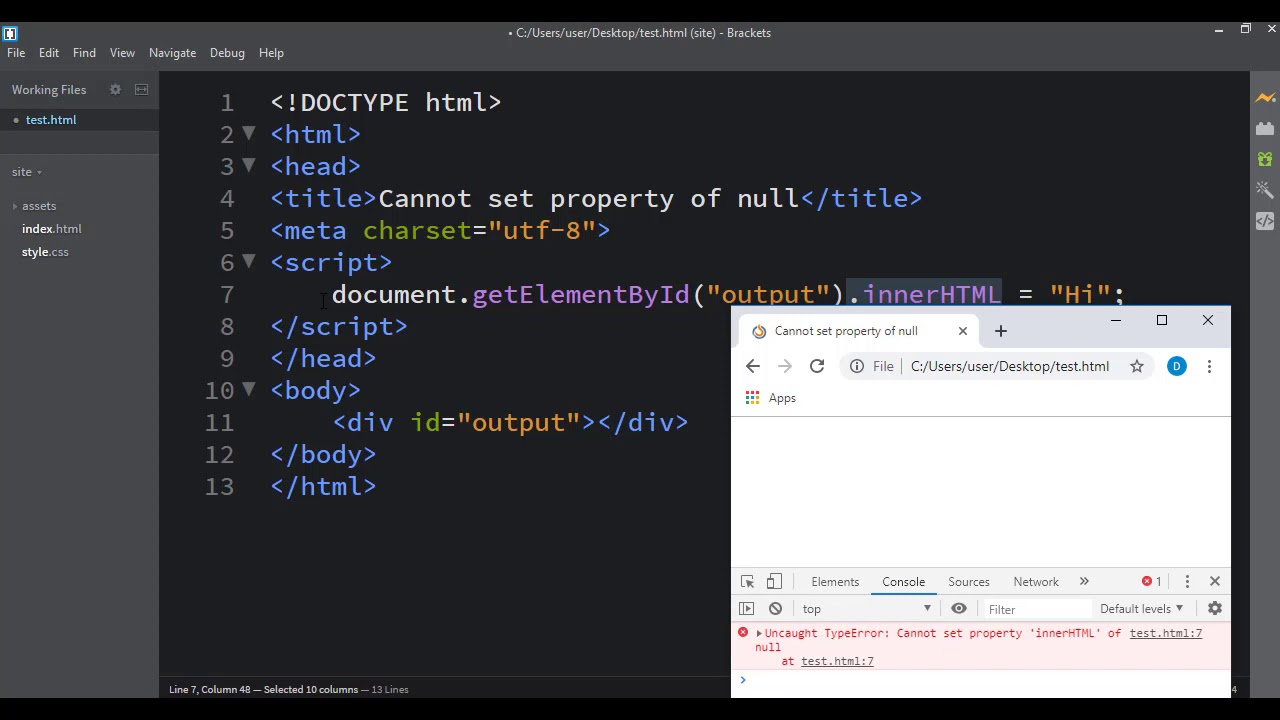 Fix Cannot Set Property Of Null Error In Javascript - Youtube