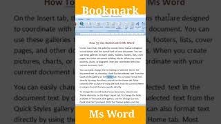 How To Use Bookmark In Ms Word।।Ms Word Me Bookmark Kaise Use Kre।।#msword #1mtechknowledge