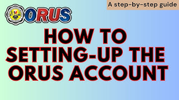 S1905 | BIR Online Registration and Update System (ORUS) | How to set-up the ORUS Account