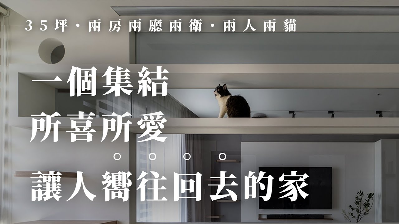 『寵物友善宅』 身處玻璃貓房的生活，與貓咪共享的櫃位層架設計！｜35坪｜玻璃貓房｜兩人兩貓｜ Interior Design - YouTube