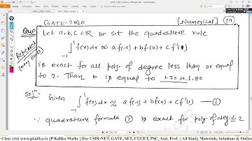 GATE 2020 Maths(MA) Q.19 Solution || Numerical Analysis || Quadrature Formula Repeated Question