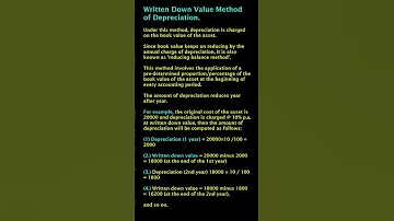 Written Down Value Method of Depreciation - Depreciation #shorts