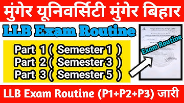 Munger University LLB Exam Routine Part 1 (Sem 1) Part 2 (Sem 3) & Part 3 (Sem 5) जारी कर दिया गया l
