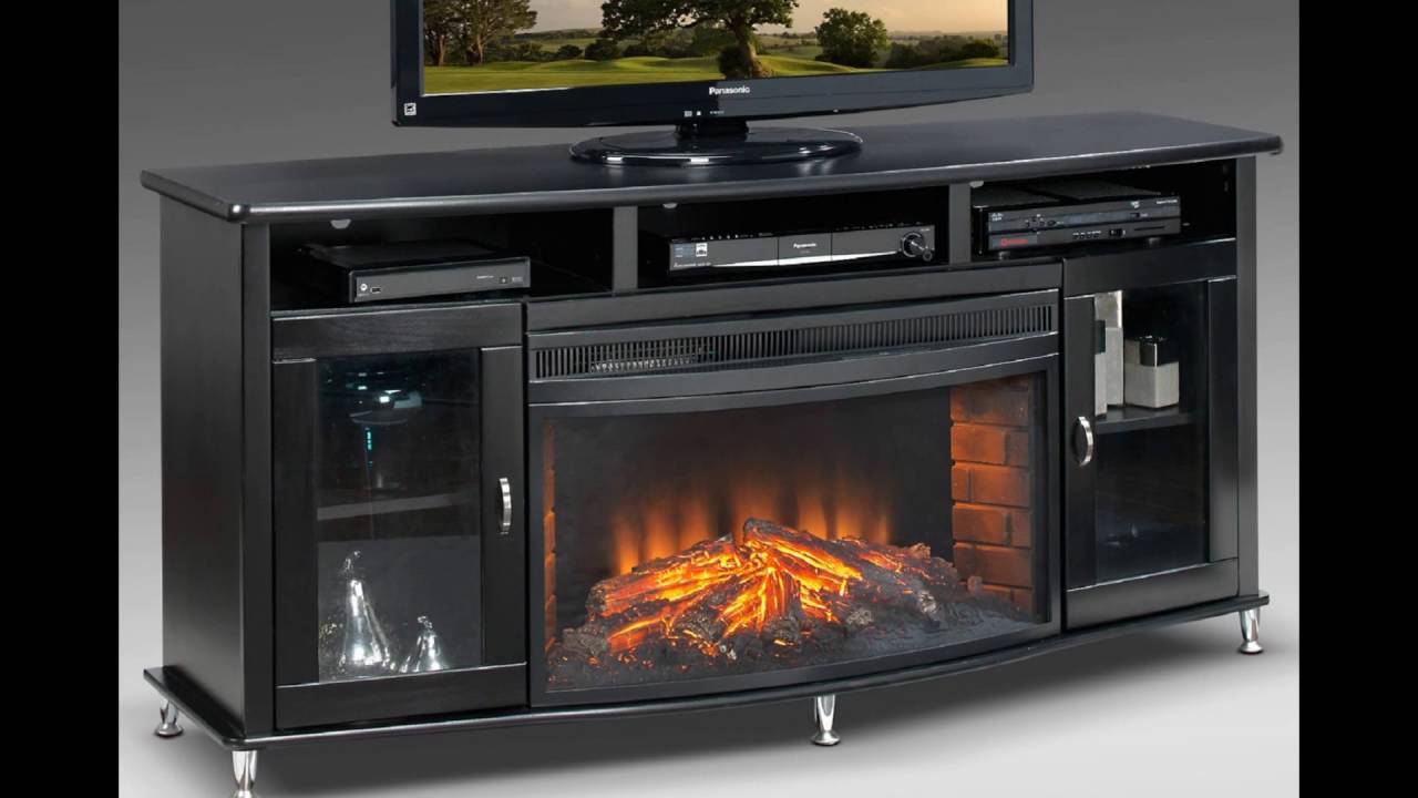 black tv stand with fireplace - YouTube