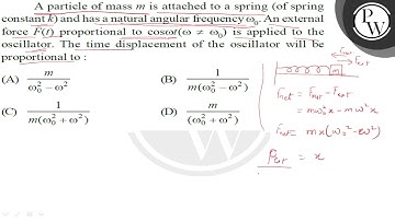 A particle of mass \( m \) is attached to a spring (of spring const...