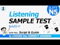 JLPT N5 Listening SAMPLE TEST Mondai1 #01- with full SCRIPT & ANSWER (JLPT Chokai Practice)