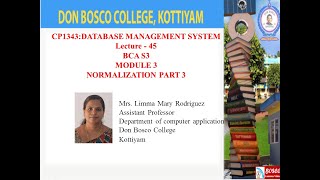 DATABASE MANAGEMENT SYSTEM LECTURE 45 S3 BCA- NORMALIZATION  - PART 3