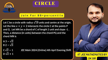Let C be a circle with radius √10 units JEE Main 2024 (Online) 4th April Evening Shift