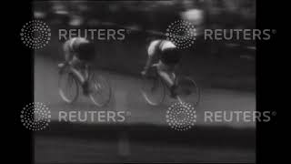1951 Reg Harris Beats Patterson And Bellenger In A Manchester Sprint Cycling Match