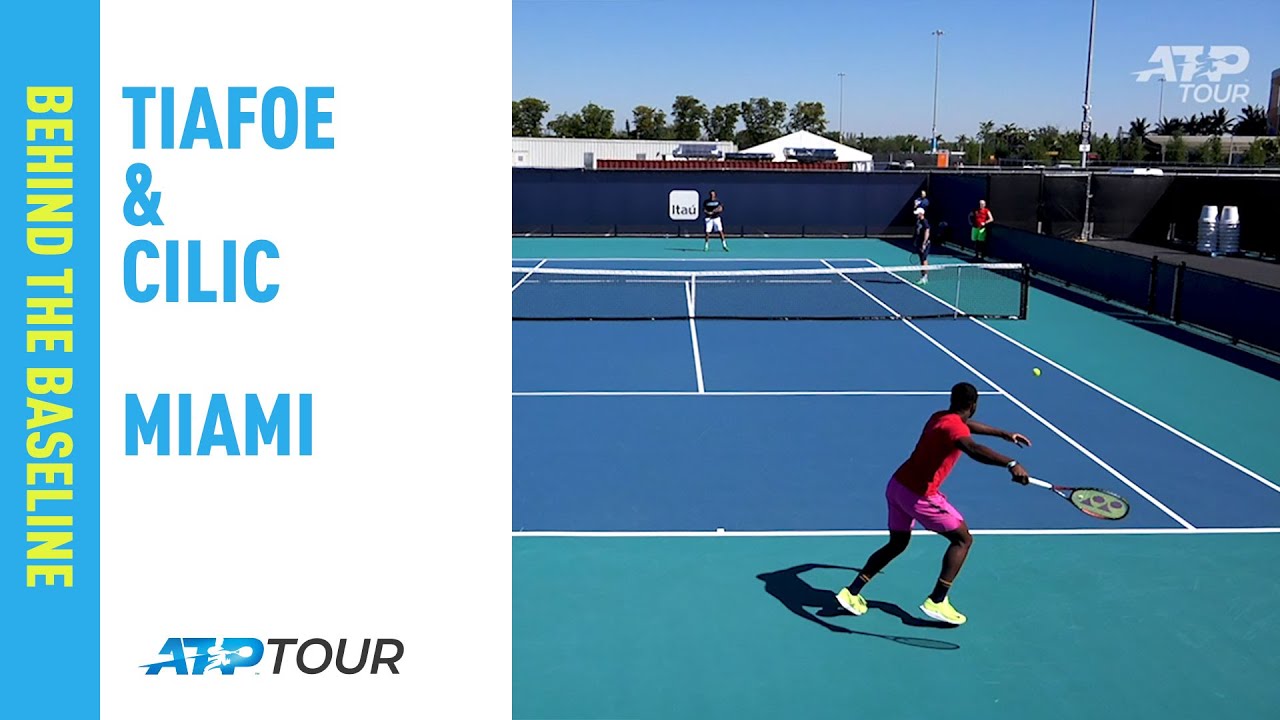 Tiafoe & Cilic Practice In Miami 2019