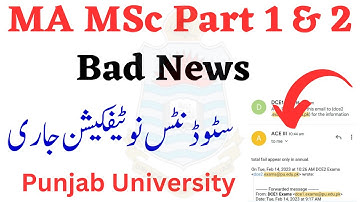 Bad News For MA MSc Part 1 & 2 Punjab University Supply Students Total Fail PU MA MSc