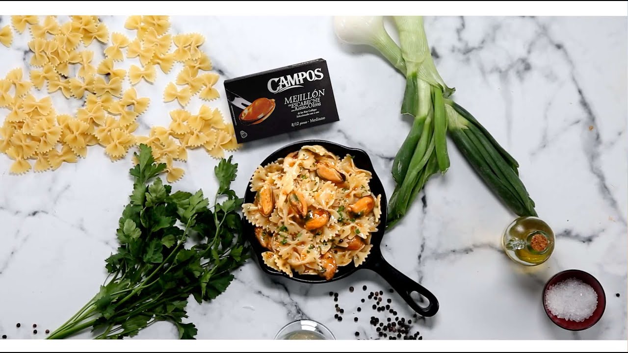 Pasta con Mejillones en escabeche