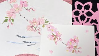 【桜シリーズ1】3月〜の絵How to draw a simple cherry blossom ほのぼの一筆画10