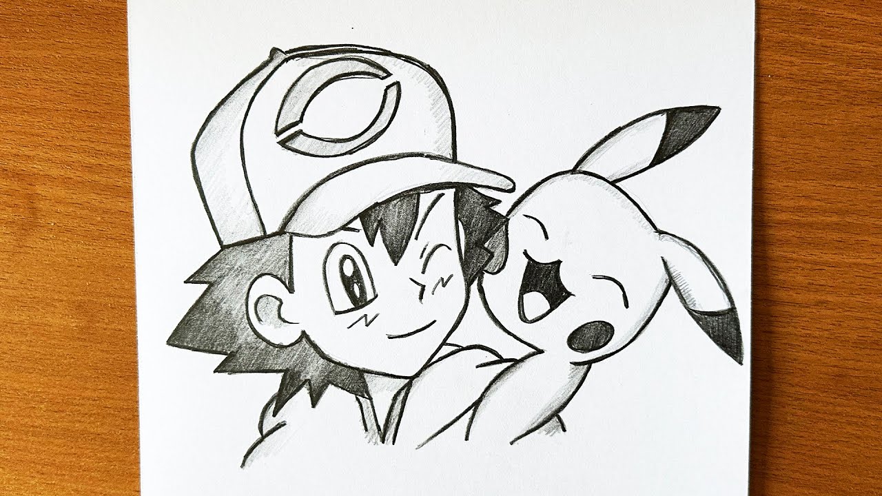 Desenhando O Ash e Pikachu - Drawing Pokémon 