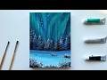 Aurora Borealis Painting Tutorial | Winter Forest Acrylic Landscape